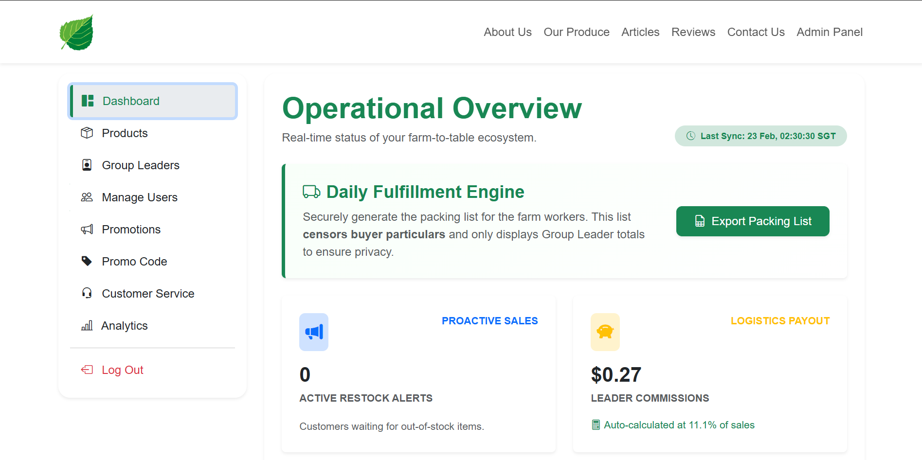 Admin Dashboard