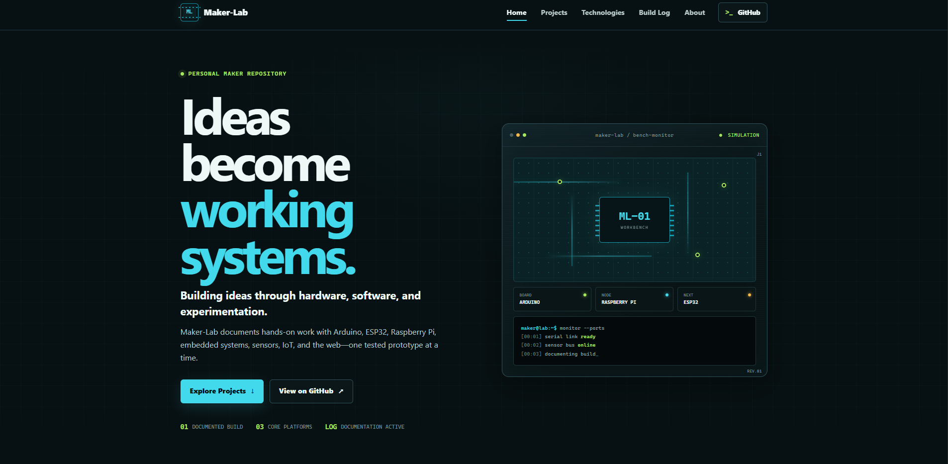 Maker-Lab website homepage